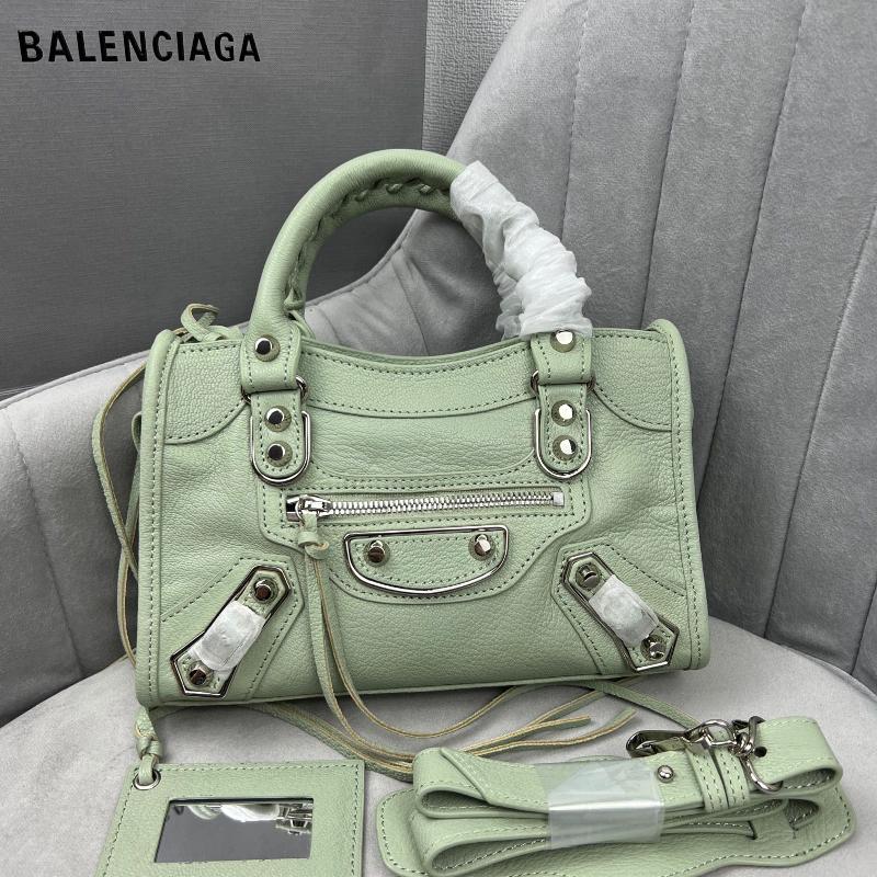 Balenciaga Motorcycle bag 599806 Silver buckle Macaron green
